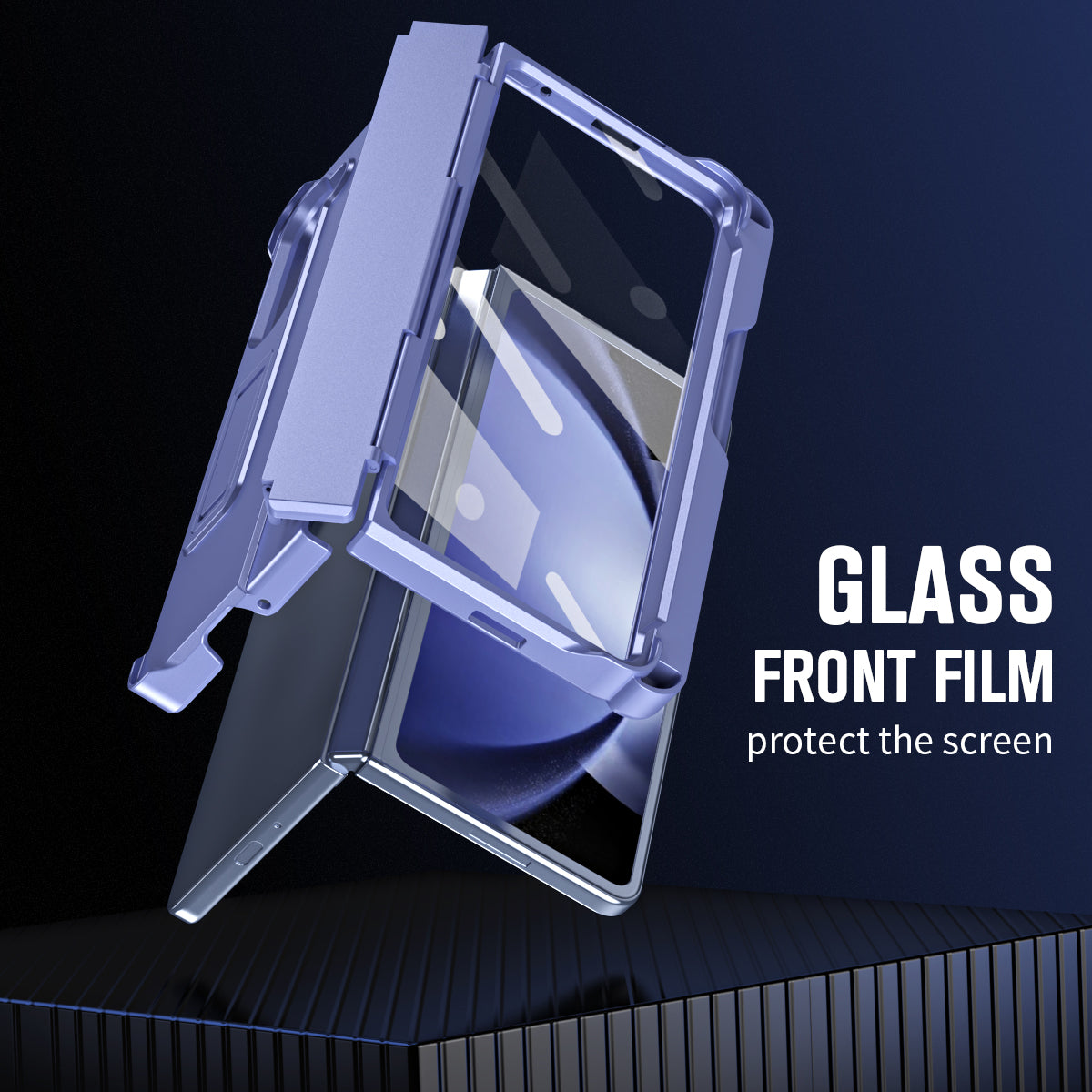 For Samsung Galaxy Z Fold6 5G Case Kickstand Hard PC Phone Cover with Stylus - Purple