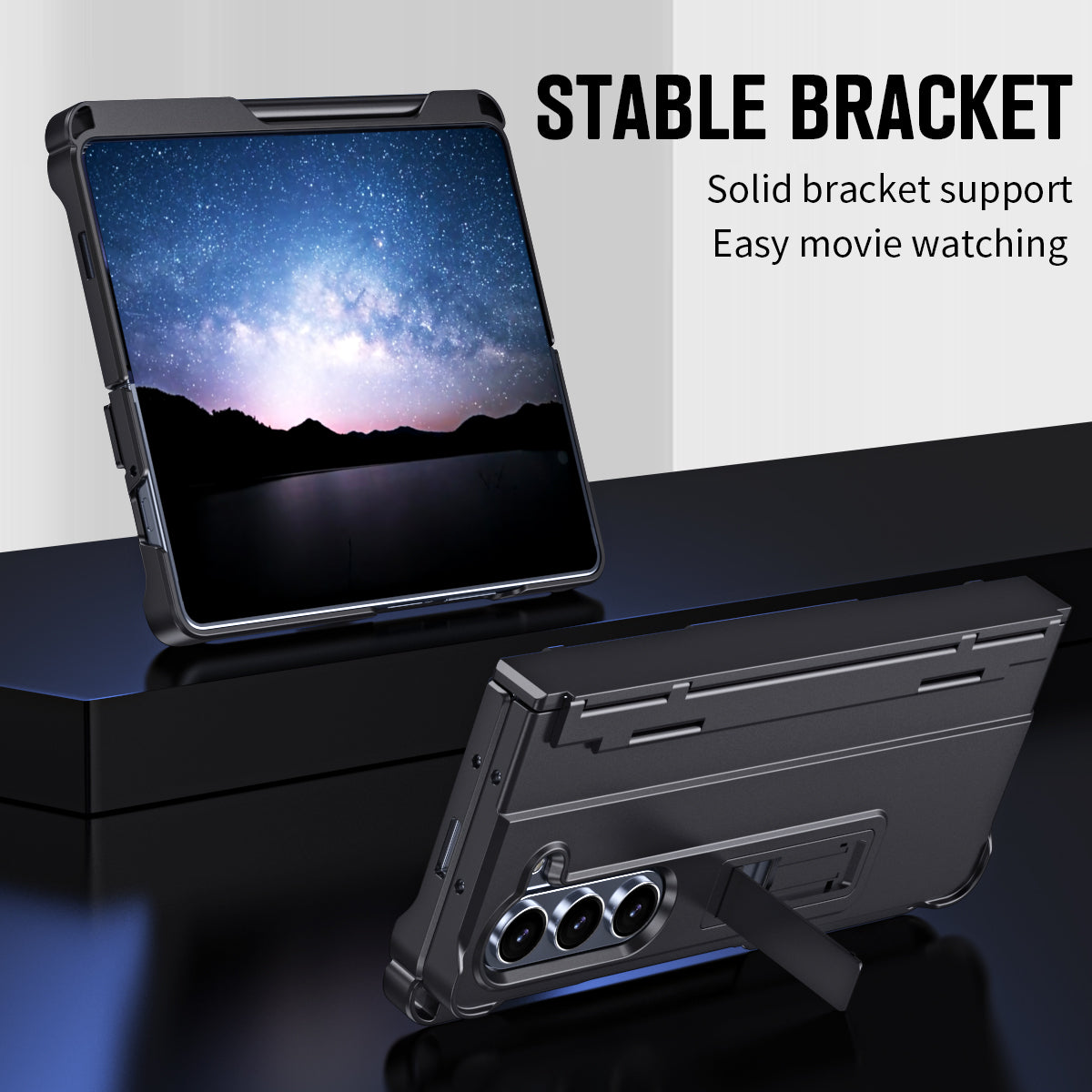 For Samsung Galaxy Z Fold6 5G Case Kickstand Hard PC Phone Cover with Stylus - Black