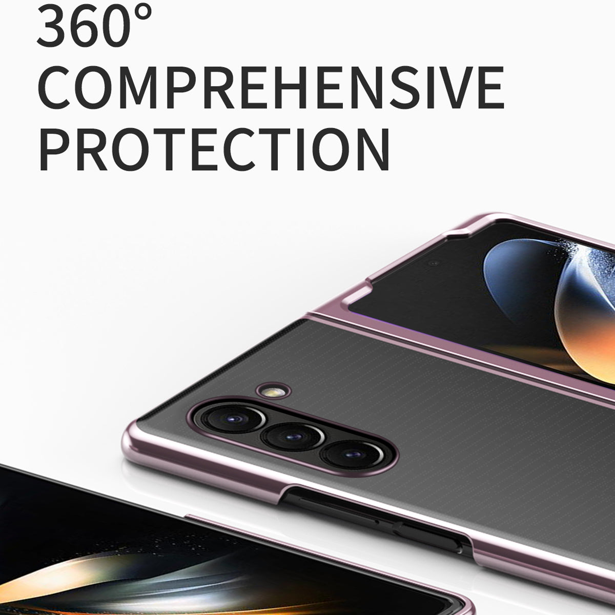 For Samsung Galaxy Z Fold6 5G Case Clear PC Electroplating Hard Phone Cover - Black