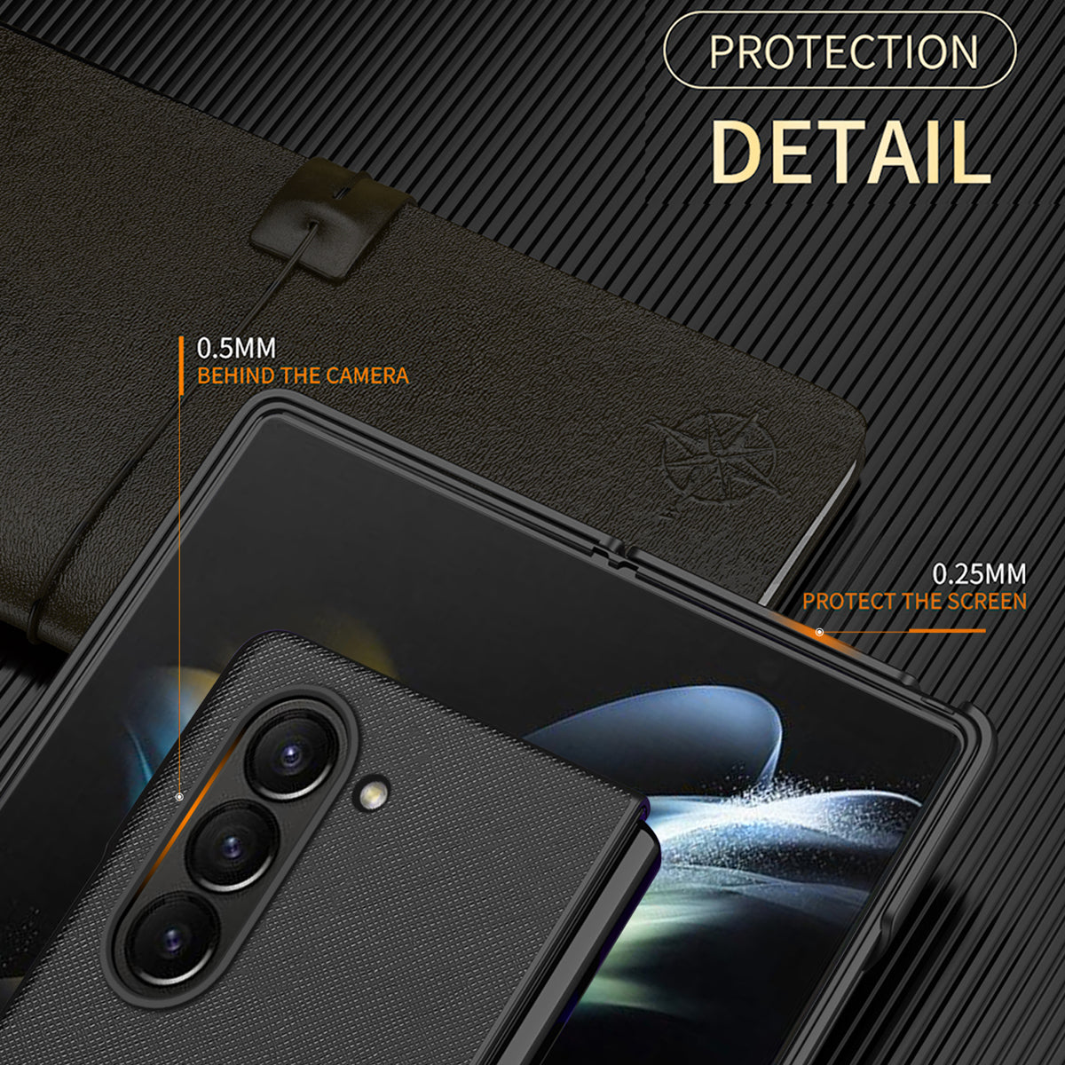 For Samsung Galaxy Z Fold6 5G Case Anti-Scratch PU Leather + PC Phone Cover Cross Texture - Blue