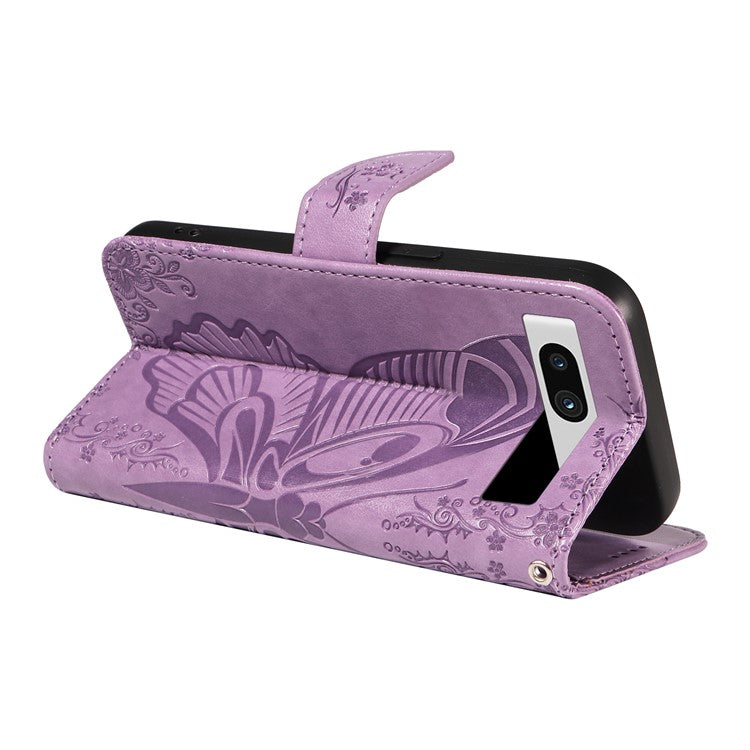 For Google Pixel 7a Case Swallowtail Butterfly Wallet PU Leather Phone Cover - Light Purple
