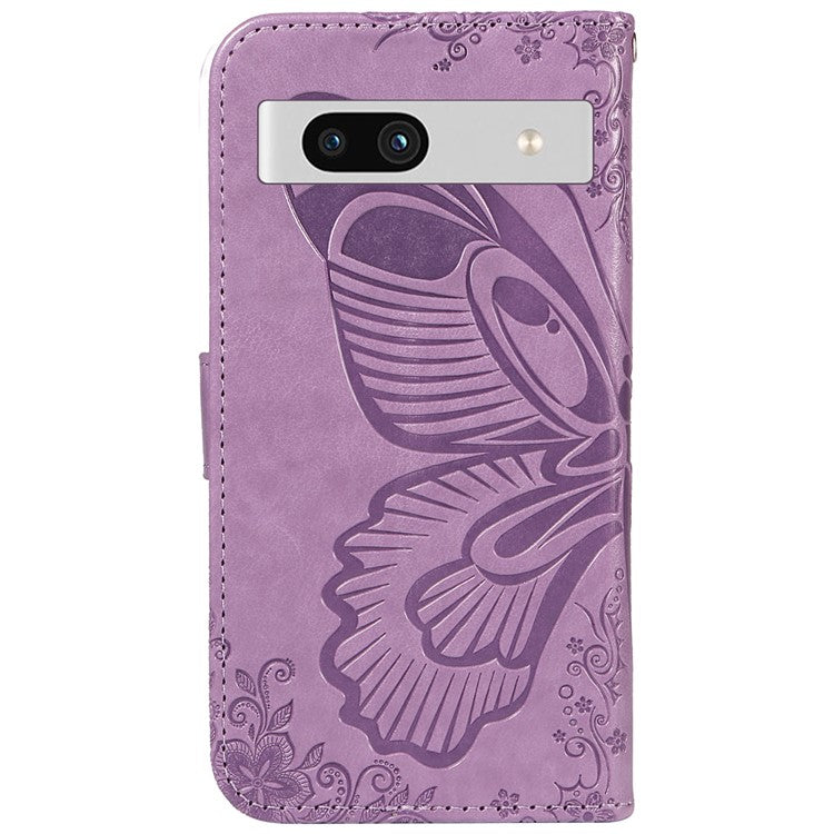 For Google Pixel 7a Case Swallowtail Butterfly Wallet PU Leather Phone Cover - Light Purple