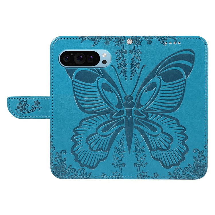 For Google Pixel 9 / 9 Pro Case Pattern Imprint Scratch Resistant Leather Wallet Phone Cover - Blue