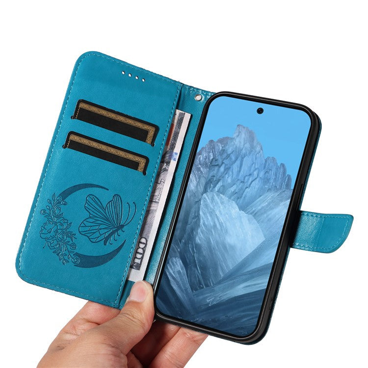 For Google Pixel 9 / 9 Pro Case Pattern Imprint Scratch Resistant Leather Wallet Phone Cover - Blue