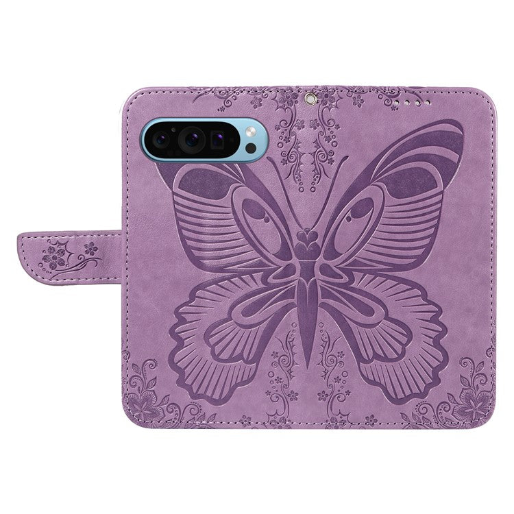 For Google Pixel 9 / 9 Pro Case Pattern Imprint Scratch Resistant Leather Wallet Phone Cover - Light Purple