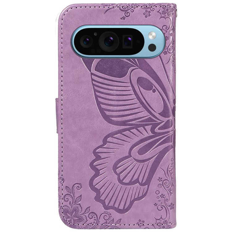 For Google Pixel 9 / 9 Pro Case Pattern Imprint Scratch Resistant Leather Wallet Phone Cover - Light Purple