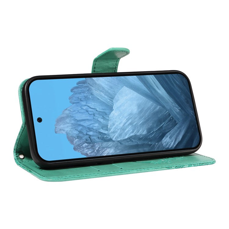 For Google Pixel 9 / 9 Pro Case Pattern Imprint Scratch Resistant Leather Wallet Phone Cover - Green