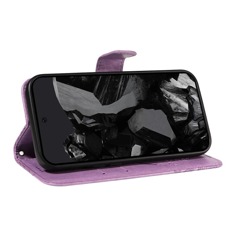 For Google Pixel 9 Pro / Pixel 9 Case Flip Stand PU Leather Phone Cover Swallowtail Butterfly - Light Purple