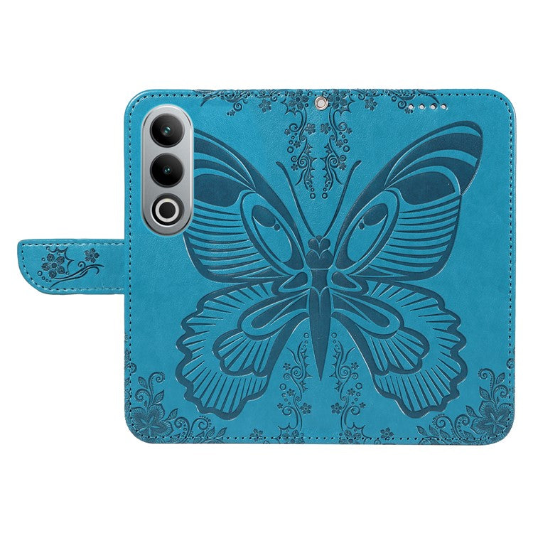 For OnePlus Ace 3V 5G Case Leather Wallet Flip Stand Butterfly Pattern Phone Cover - Blue