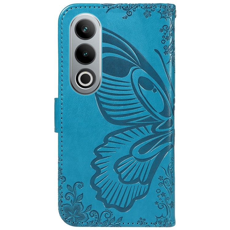 For OnePlus Ace 3V 5G Case Leather Wallet Flip Stand Butterfly Pattern Phone Cover - Blue