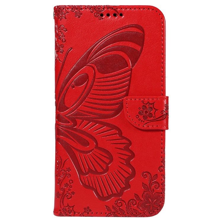 For OnePlus Ace 3V 5G Case Leather Wallet Flip Stand Butterfly Pattern Phone Cover - Red