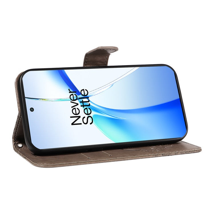 For OnePlus Ace 3V 5G Case Leather Wallet Flip Stand Butterfly Pattern Phone Cover - Grey