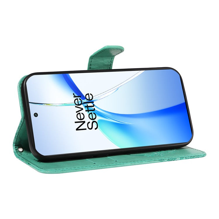 For OnePlus Ace 3V 5G Case Leather Wallet Flip Stand Butterfly Pattern Phone Cover - Green