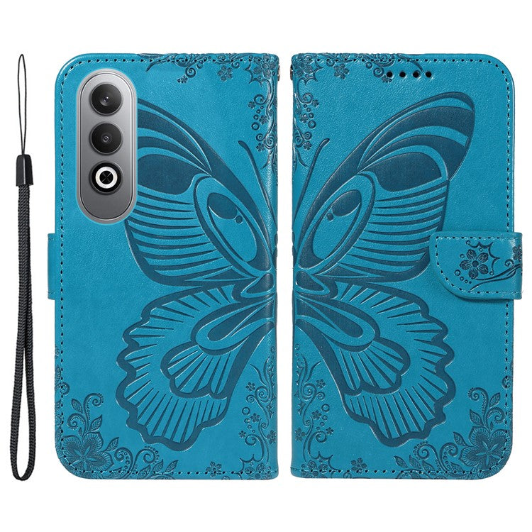 For OnePlus Nord CE4 5G Phone Case Wholesale Butterfly Leather Wallet Cover - Blue