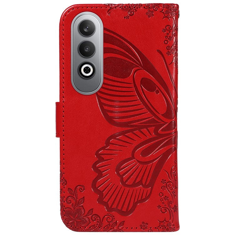 For OnePlus Nord CE4 5G Phone Case Wholesale Butterfly Leather Wallet Cover - Red