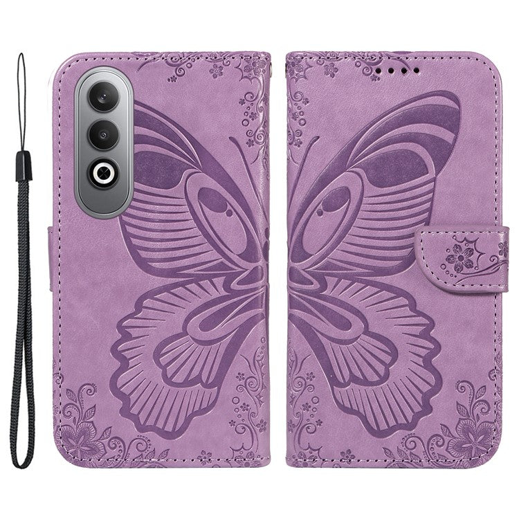 For OnePlus Nord CE4 5G Phone Case Wholesale Butterfly Leather Wallet Cover - Light Purple