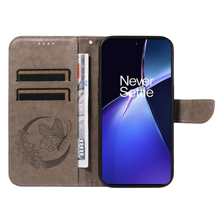 For OnePlus Nord CE4 5G Phone Case Wholesale Butterfly Leather Wallet Cover - Grey