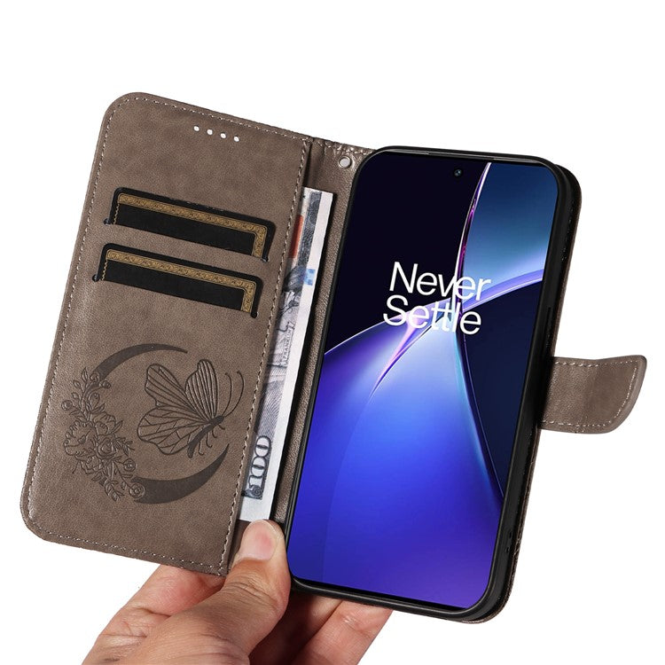 For OnePlus Nord CE4 5G Phone Case Wholesale Butterfly Leather Wallet Cover - Grey