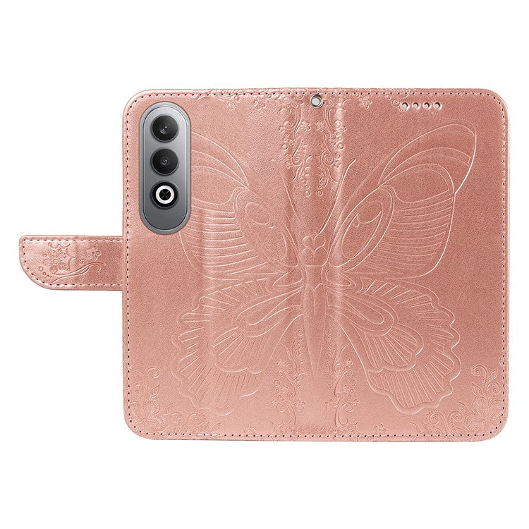 For OnePlus Nord CE4 5G Phone Case Wholesale Butterfly Leather Wallet Cover - Rose Gold