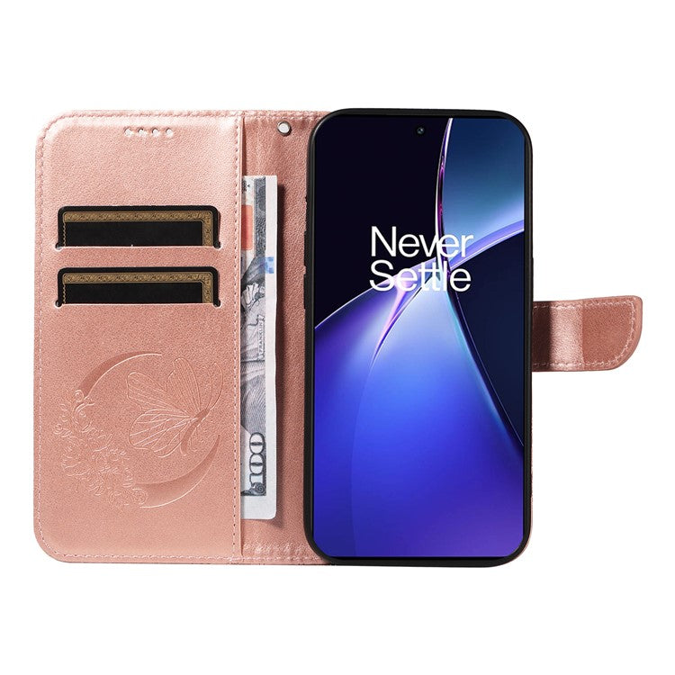 For OnePlus Nord CE4 5G Phone Case Wholesale Butterfly Leather Wallet Cover - Rose Gold