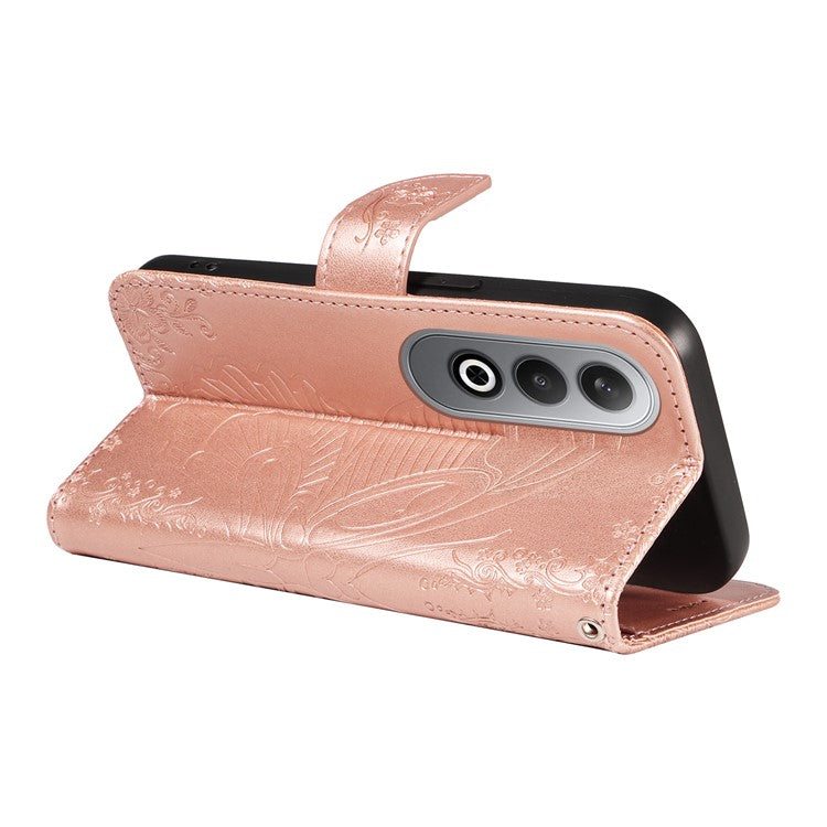 For OnePlus Nord CE4 5G Phone Case Wholesale Butterfly Leather Wallet Cover - Rose Gold