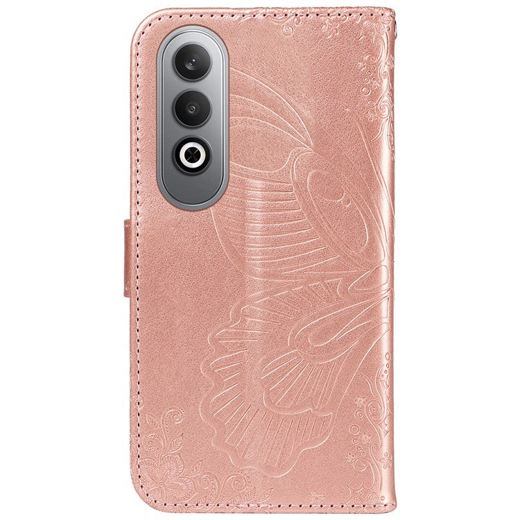 For OnePlus Nord CE4 5G Phone Case Wholesale Butterfly Leather Wallet Cover - Rose Gold