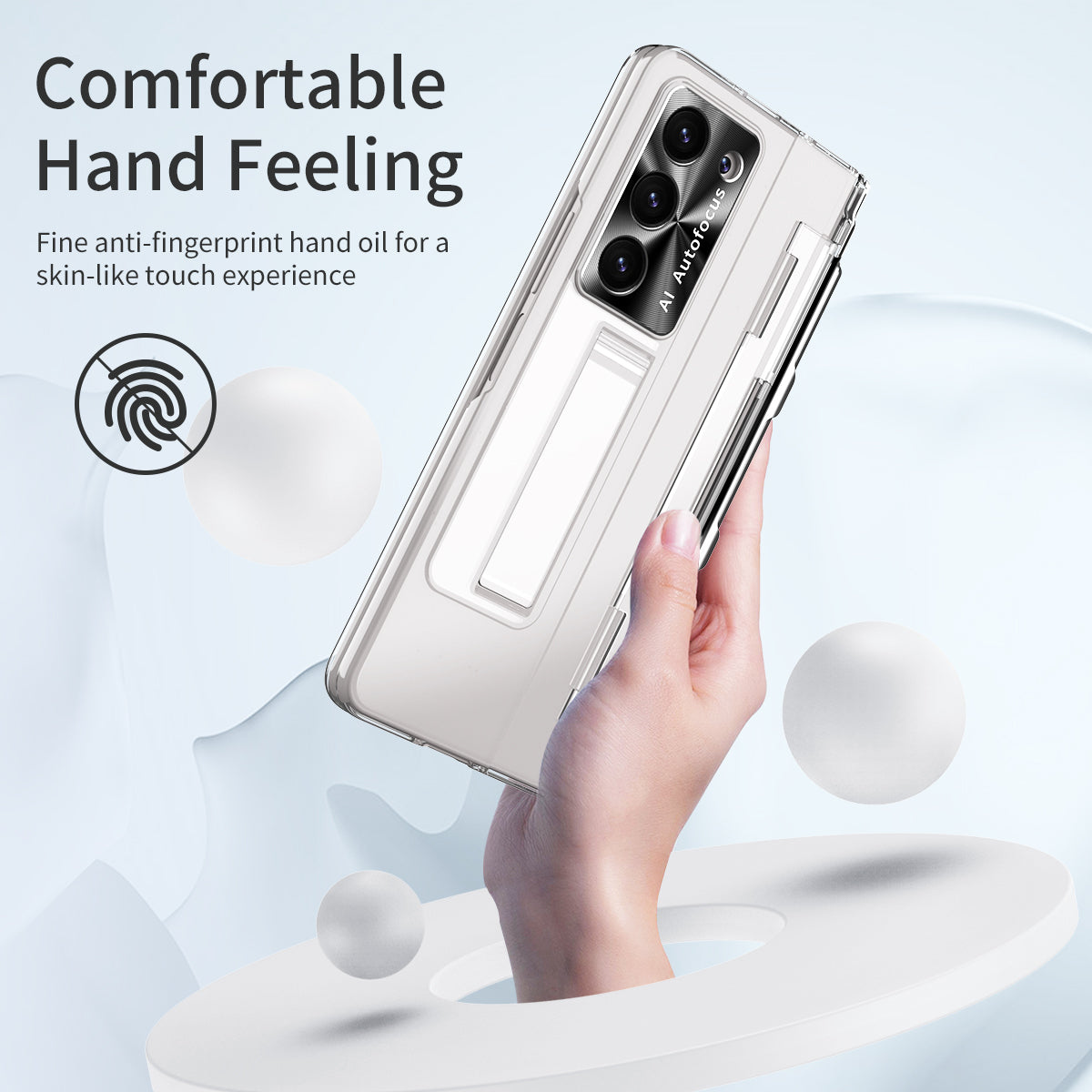 For Samsung Galaxy Z Fold6 5G Kickstand Phone Case PC Folding Cover with Tempered Glass Film + Stylus Pen - Transparent
