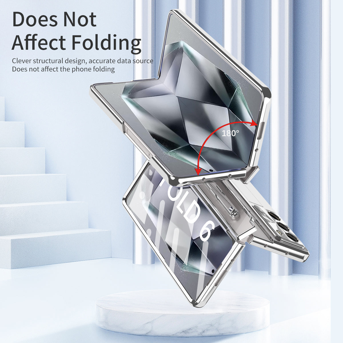 For Samsung Galaxy Z Fold6 5G Kickstand Phone Case PC Folding Cover with Tempered Glass Film + Stylus Pen - Silver