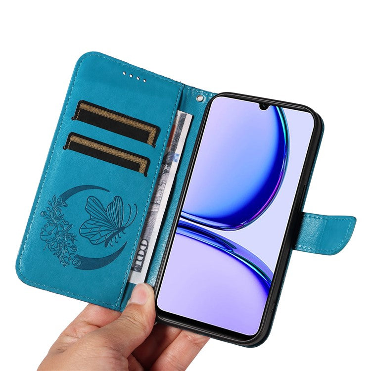 For Realme C53 (India) / Note 50 4G Case Butterfly Pattern Wallet Stand Leather Cover - Blue