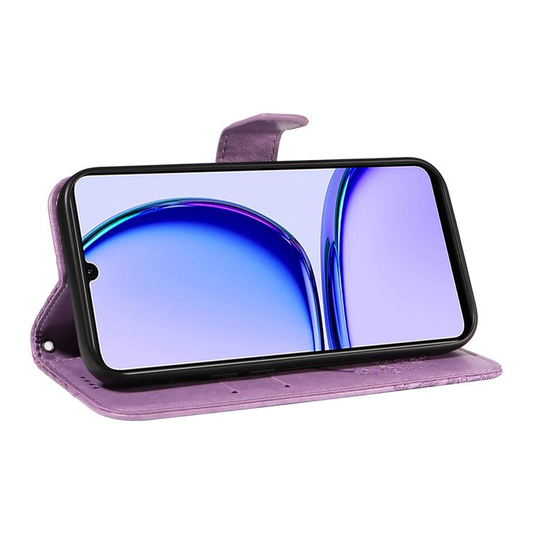For Realme C53 (India) / Note 50 4G Case Butterfly Pattern Wallet Stand Leather Cover - Light Purple