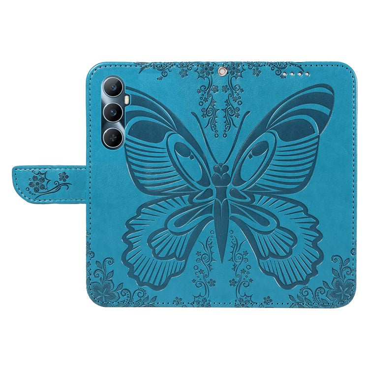 For Realme C65 4G Wholesale Phone Case Butterfly Pattern PU Leather Flip Phone Cover - Blue