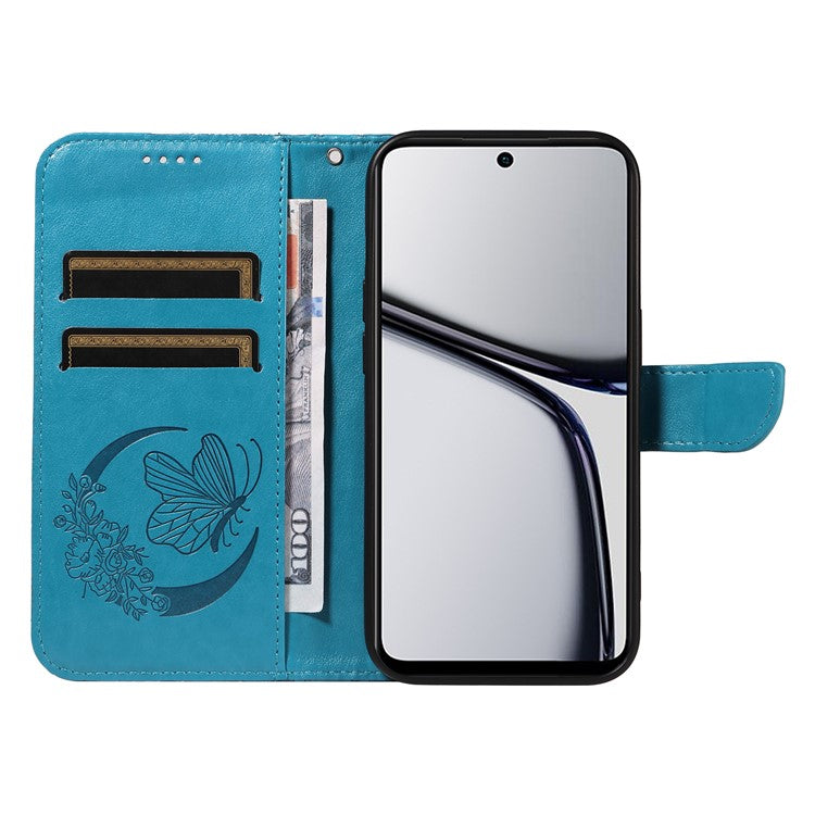 For Realme C65 4G Wholesale Phone Case Butterfly Pattern PU Leather Flip Phone Cover - Blue