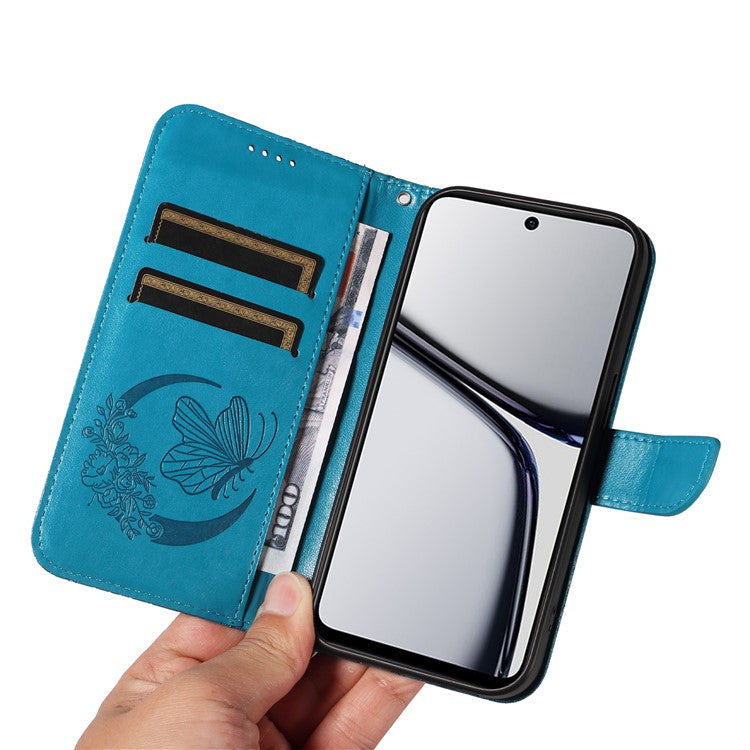 For Realme C65 4G Wholesale Phone Case Butterfly Pattern PU Leather Flip Phone Cover - Blue