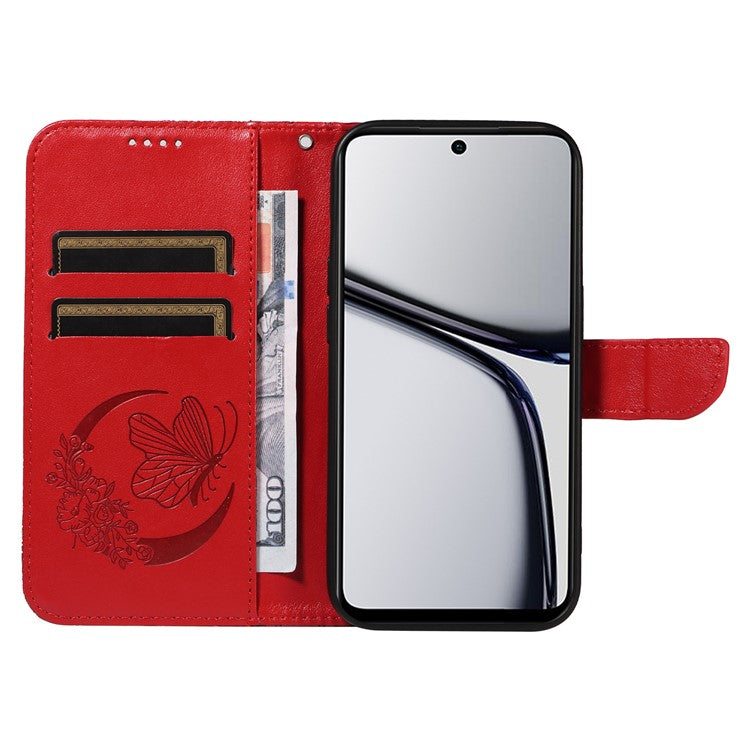 For Realme C65 4G Wholesale Phone Case Butterfly Pattern PU Leather Flip Phone Cover - Red