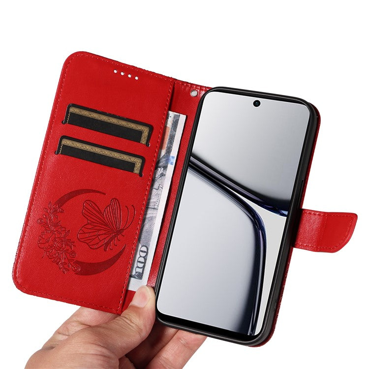 For Realme C65 4G Wholesale Phone Case Butterfly Pattern PU Leather Flip Phone Cover - Red