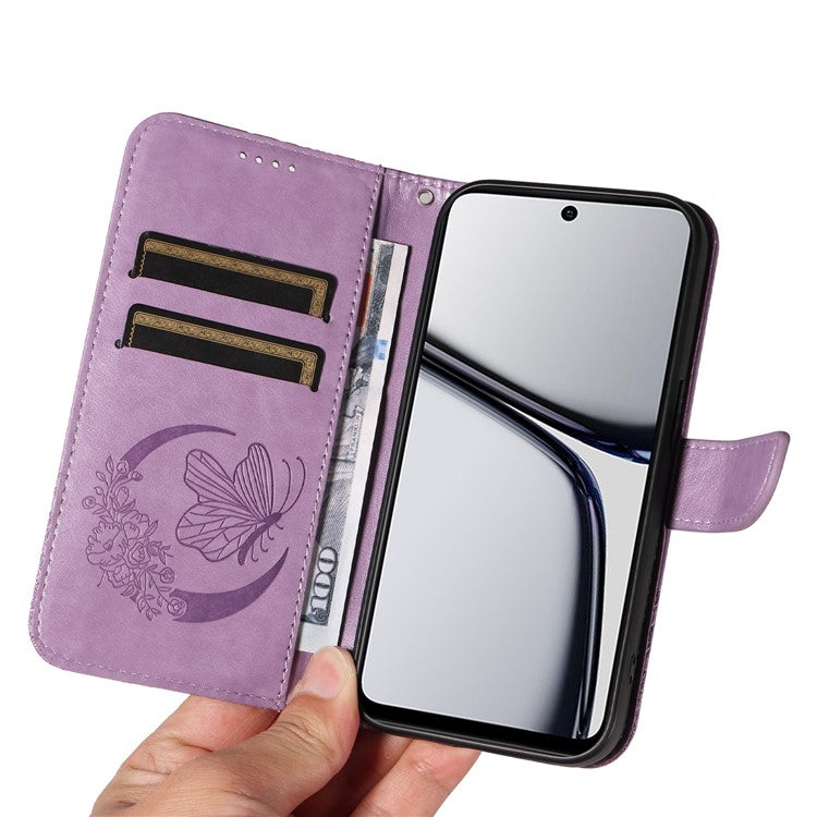 For Realme C65 4G Wholesale Phone Case Butterfly Pattern PU Leather Flip Phone Cover - Light Purple