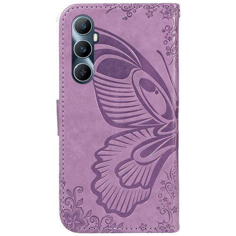 For Realme C65 4G Wholesale Phone Case Butterfly Pattern PU Leather Flip Phone Cover - Light Purple