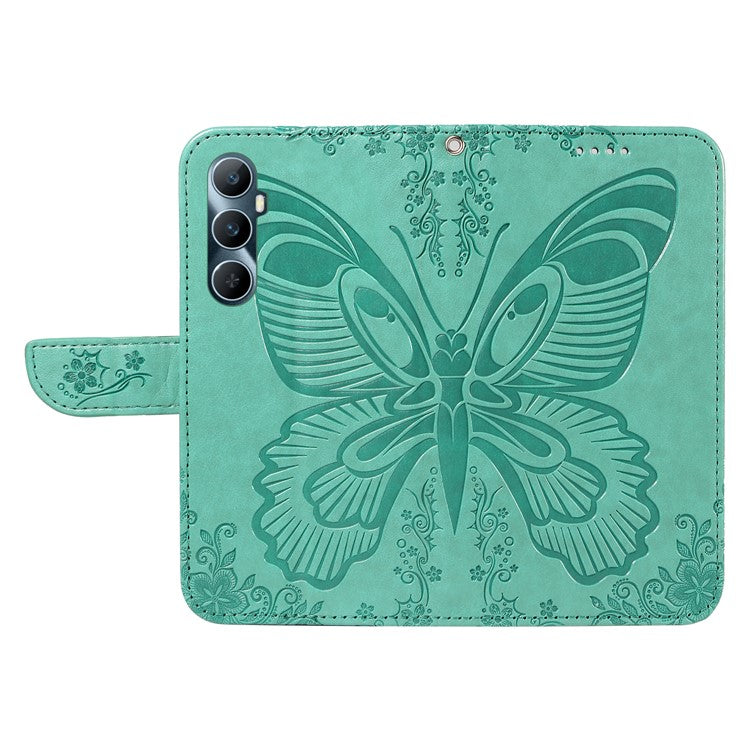 For Realme C65 4G Wholesale Phone Case Butterfly Pattern PU Leather Flip Phone Cover - Green