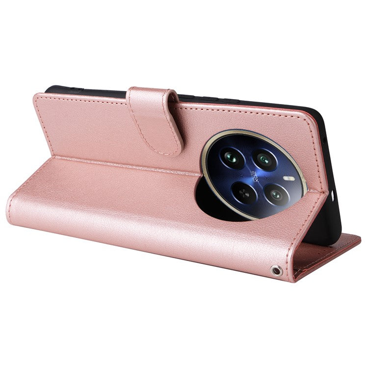 For Realme 12 Pro+ 5G / Realme 12 Pro 5G Case 3 Card Slots PU Leather Wallet Stand Phone Cover - Rose Gold