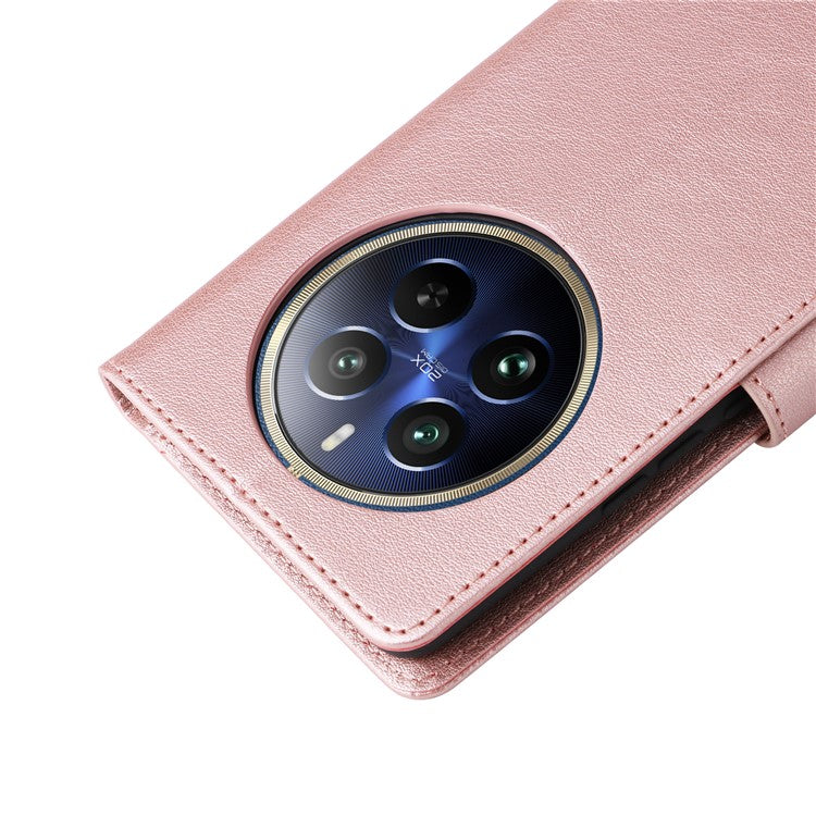 For Realme 12 Pro+ 5G / Realme 12 Pro 5G Case 3 Card Slots PU Leather Wallet Stand Phone Cover - Rose Gold
