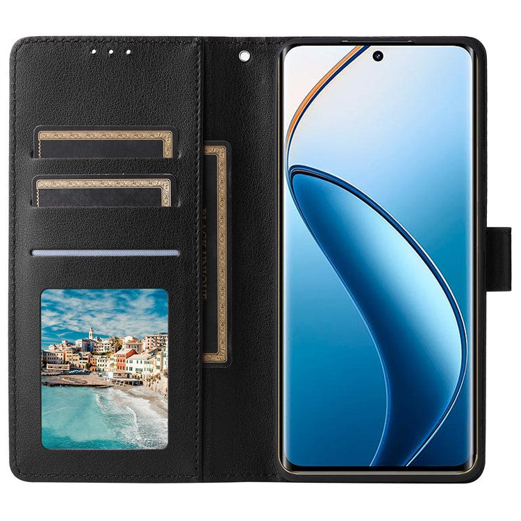 For Realme 12 Pro+ 5G / Realme 12 Pro 5G Case 3 Card Slots PU Leather Wallet Stand Phone Cover - Black