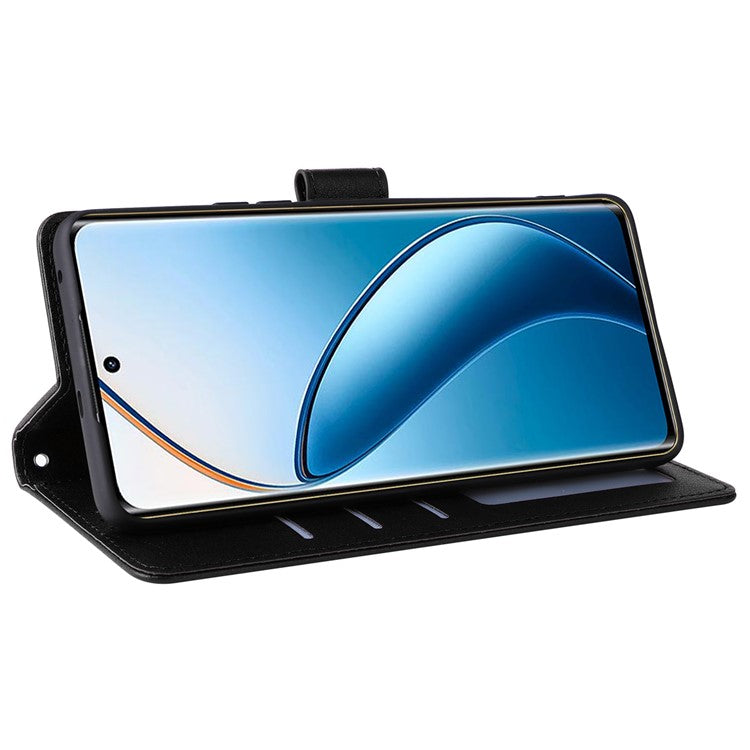 For Realme 12 Pro+ 5G / Realme 12 Pro 5G Case 3 Card Slots PU Leather Wallet Stand Phone Cover - Black