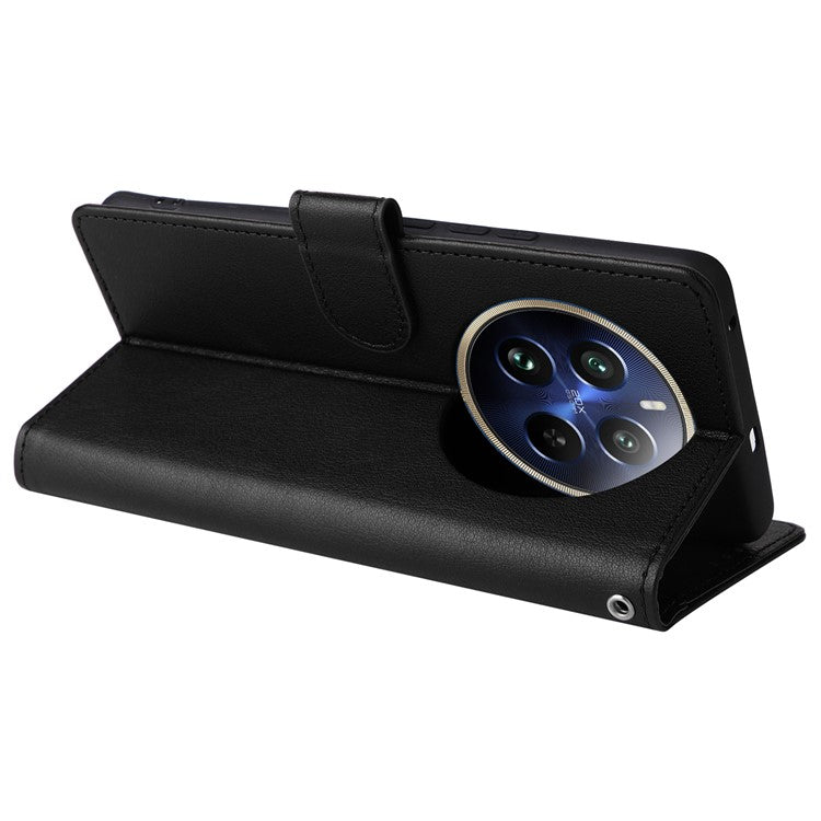 For Realme 12 Pro+ 5G / Realme 12 Pro 5G Case 3 Card Slots PU Leather Wallet Stand Phone Cover - Black