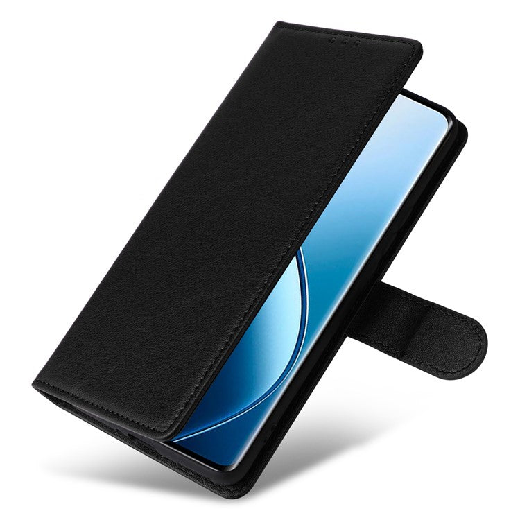 For Realme 12 Pro+ 5G / Realme 12 Pro 5G Case 3 Card Slots PU Leather Wallet Stand Phone Cover - Black