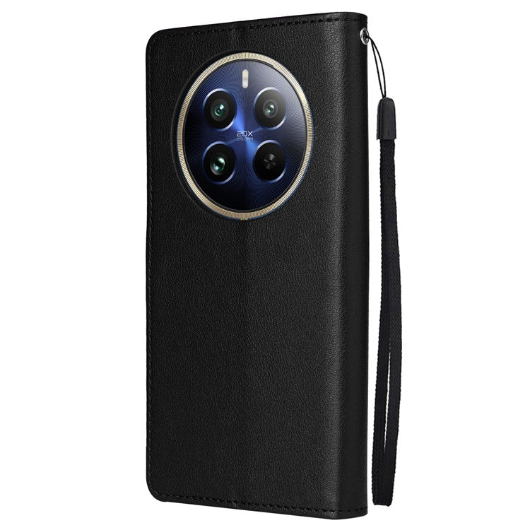 For Realme 12 Pro+ 5G / Realme 12 Pro 5G Case 3 Card Slots PU Leather Wallet Stand Phone Cover - Black
