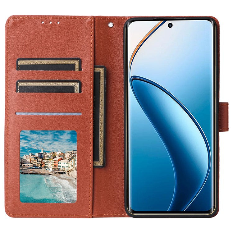 For Realme 12 Pro+ 5G / Realme 12 Pro 5G Case 3 Card Slots PU Leather Wallet Stand Phone Cover - Brown