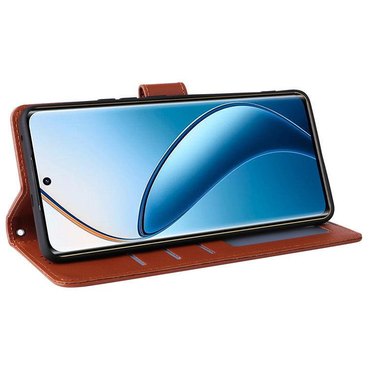 For Realme 12 Pro+ 5G / Realme 12 Pro 5G Case 3 Card Slots PU Leather Wallet Stand Phone Cover - Brown