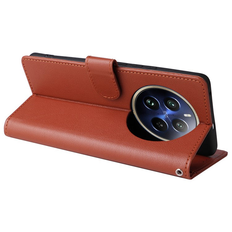 For Realme 12 Pro+ 5G / Realme 12 Pro 5G Case 3 Card Slots PU Leather Wallet Stand Phone Cover - Brown
