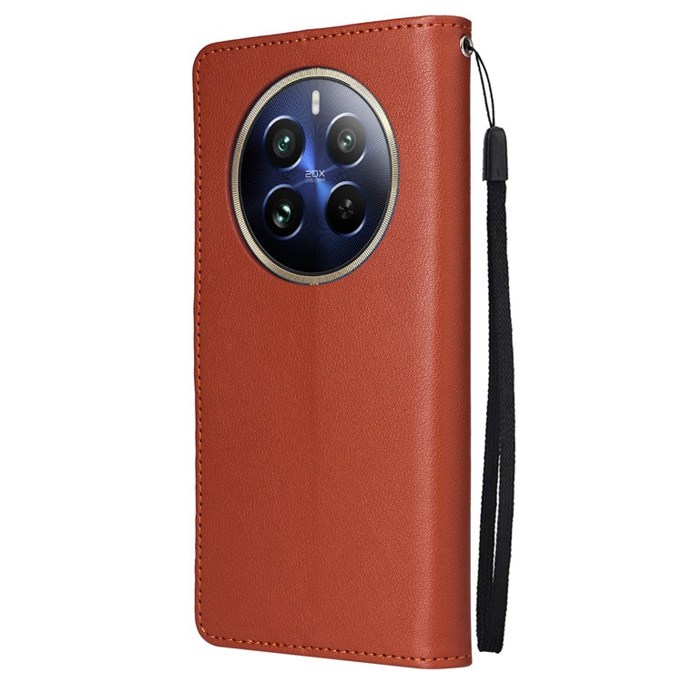 For Realme 12 Pro+ 5G / Realme 12 Pro 5G Case 3 Card Slots PU Leather Wallet Stand Phone Cover - Brown