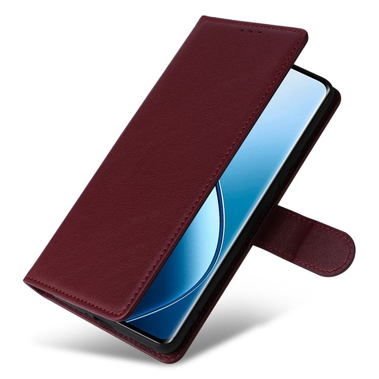 For Realme 12 Pro+ 5G / Realme 12 Pro 5G Case 3 Card Slots PU Leather Wallet Stand Phone Cover - Wine Red